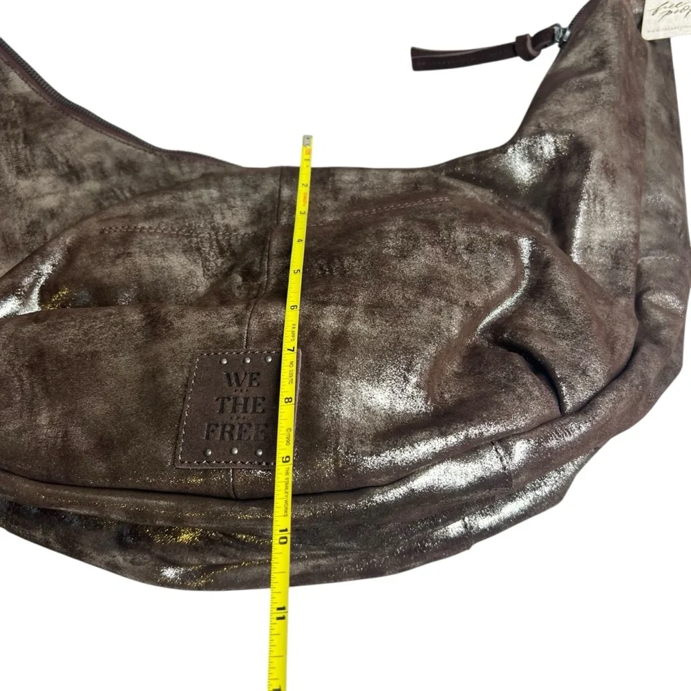 Free People NEW We the Free Sparta Chocolate Brown Metallic Hobo Bag Purse